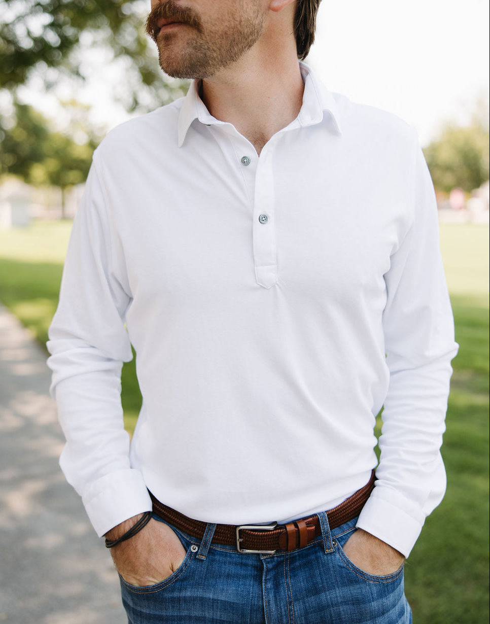 The Long Sleeve Polo White